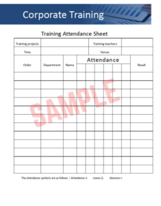 Training Course Attendance Form Template