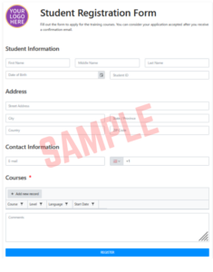 University Course Registration Form Template