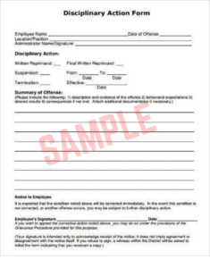 University Disciplinary Action Form Template