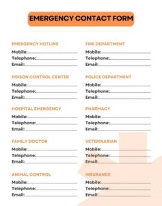 Home Emergency Contact Form Template