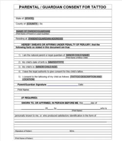 Tattoo Parental Consent Form Template