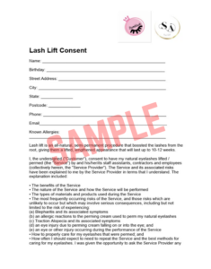Lash Lift Consultation Form Template