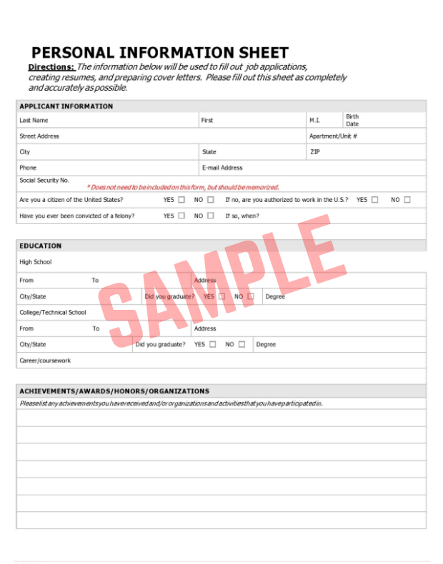 Personal Data Collection Form Template
