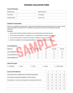Personal Training Feedback Form Template