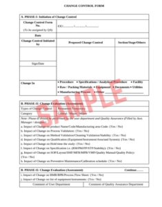 Pharmaceutical Change Control Form Template