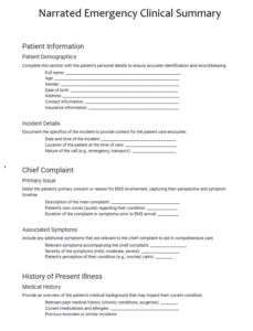 Narrated Emergency Clinical Summary Template