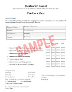 Restaurant Customer Feedback Form Template