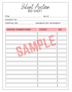 Silent Auction Registration Form Template