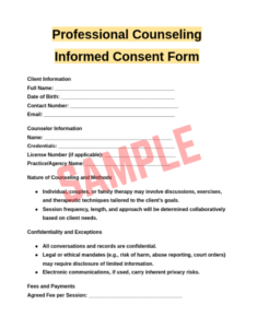 Small Group Counseling Permission Form Template