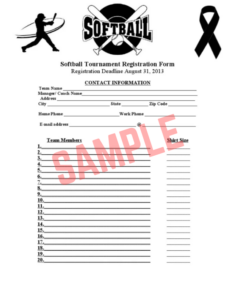 Softball Tournament Registration Form Template
