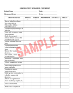 Student Behavior Observation Form Template