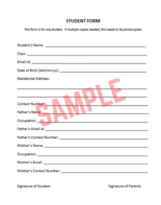 Student Contact Information Form Template