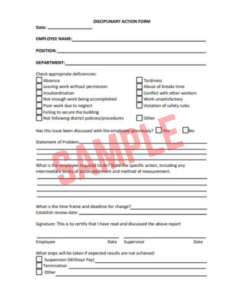 Student Disciplinary Action Form Template