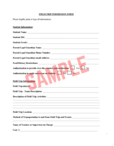 Student Field Trip Permission Form Template