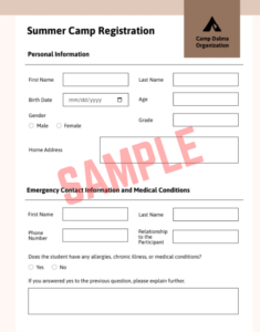 Summer Program Registration Form Template