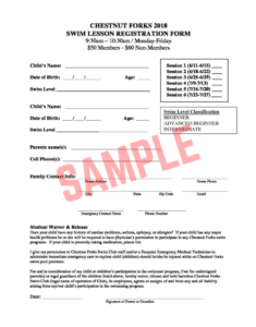 Swim Team Registration Form Template