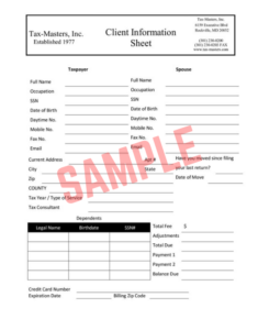 Tax Client Information Form Template