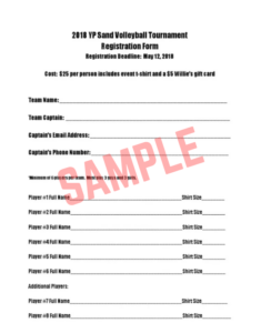 Volleyball Tournament Registration Form Template