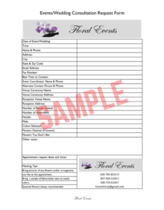 Wedding Cake Consultation Form Template