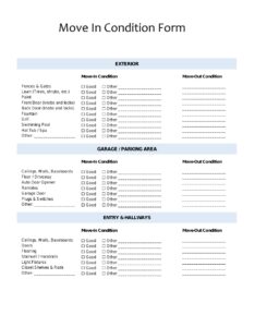 Move In Condition Form Template