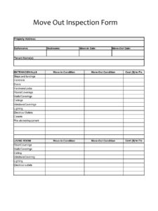 Move Out Inspection Form Template