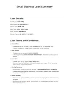Small Business Loan Summary Template