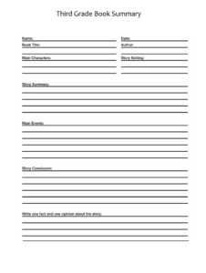 Third Grade Book Summary Template