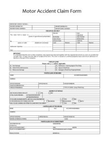 Motor Accident Claim Form Template