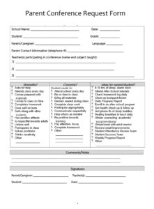 Parent Conference Request Form Template