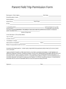 Parent Field Trip Permission Form Template