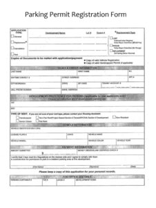 Parking Permit Registration Form Template