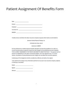 Patient Assignment Of Benefits Form Template