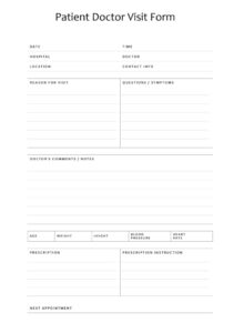 Patient Doctor Visit Form Template